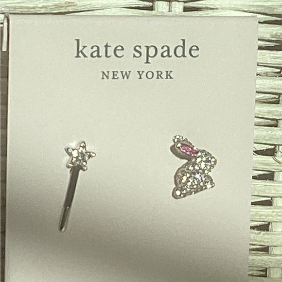 NWT kate spade Starring Bunny & Magic Wand Crystal Earrings with Gift Packaging - Picture 5 of 12